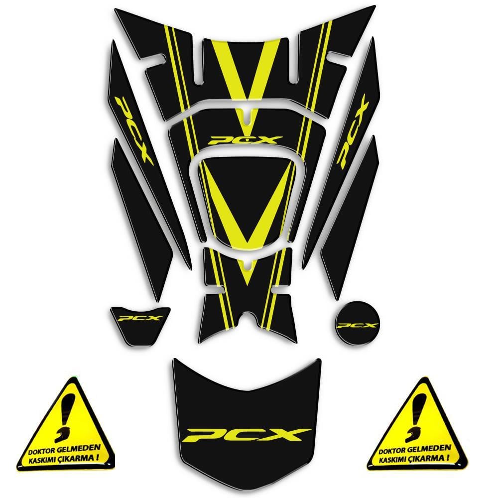 PCX 2018-20 TANK PAD Sarı Siyah 11 Parça