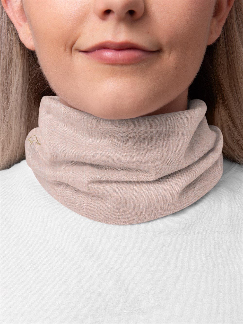 Pembe Minimal Desen Kadın Bandana Saç Bandı Toka Boyunluk