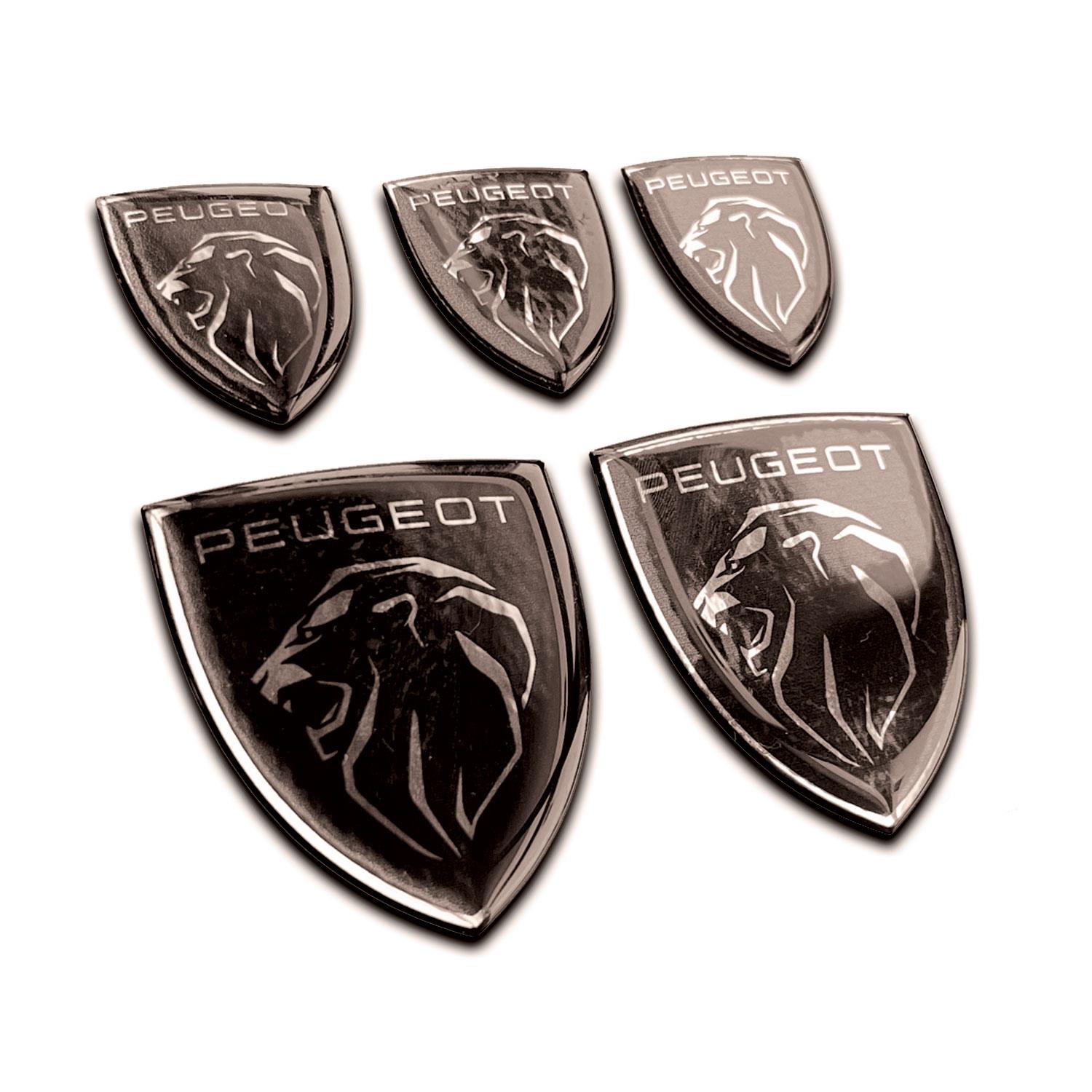 Peugeot Logo Gümüş Siyah 3D 5 Parça Arma Amblem Sticker 