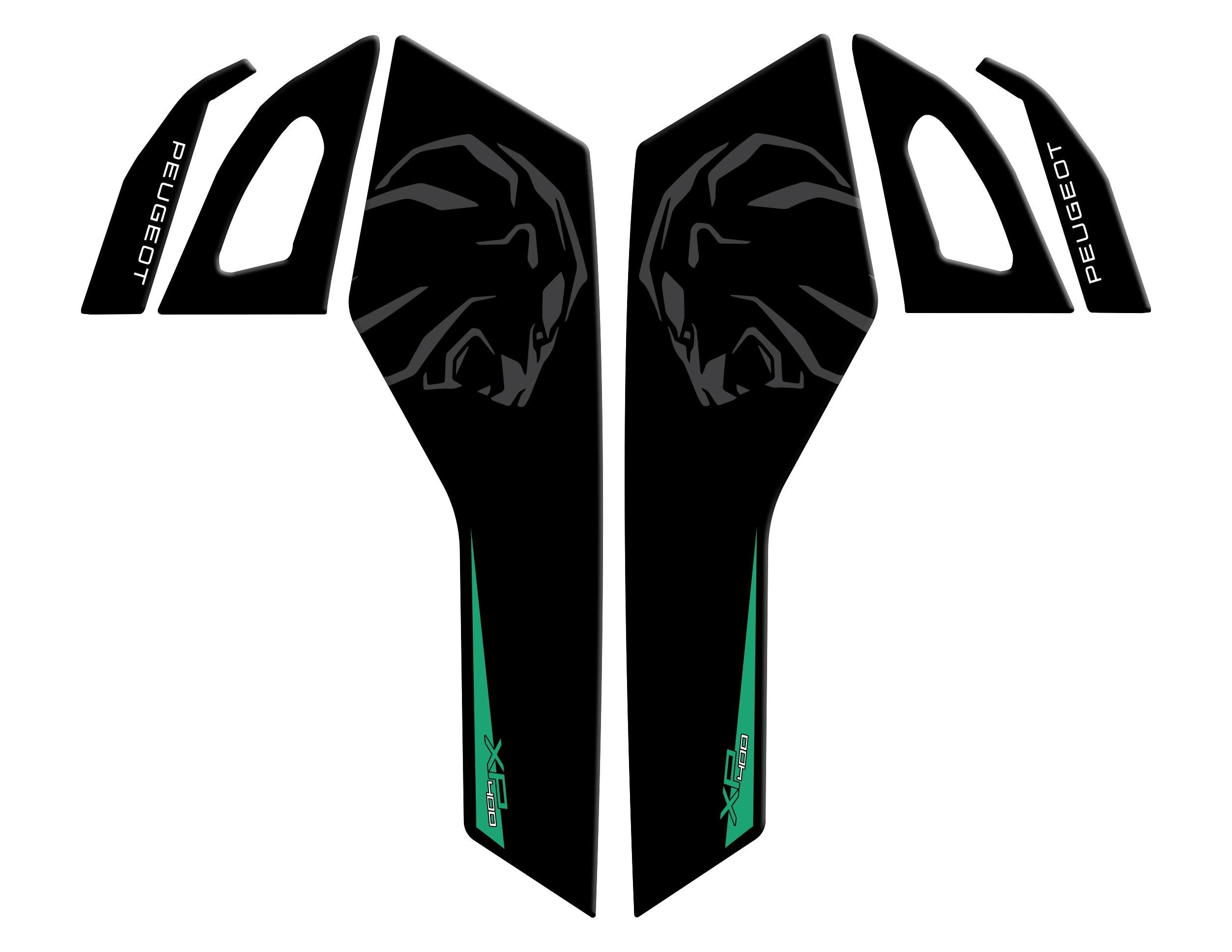 Peugeot XP-400 Uyumlu Artçı Basamak Koruyucu Pad Set Siyah Yeşil Redline Grafik