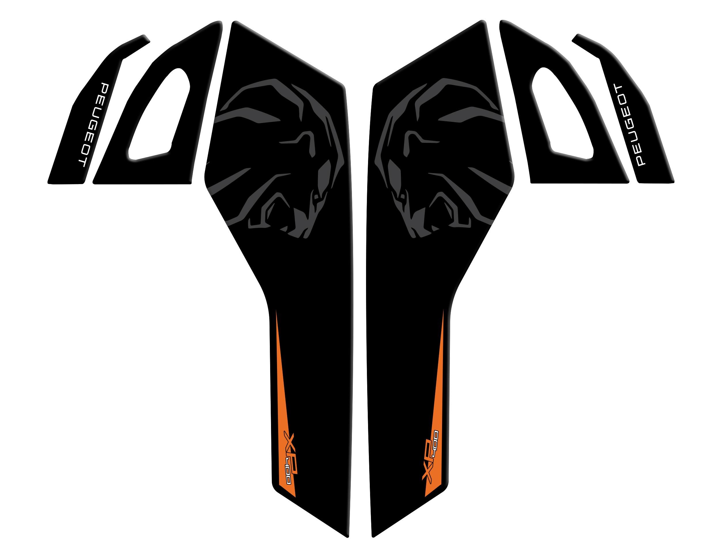 Peugeot XP-400 Uyumlu Artçı Basamak Koruyucu Pad Set Siyah Turuncu Redline Grafik