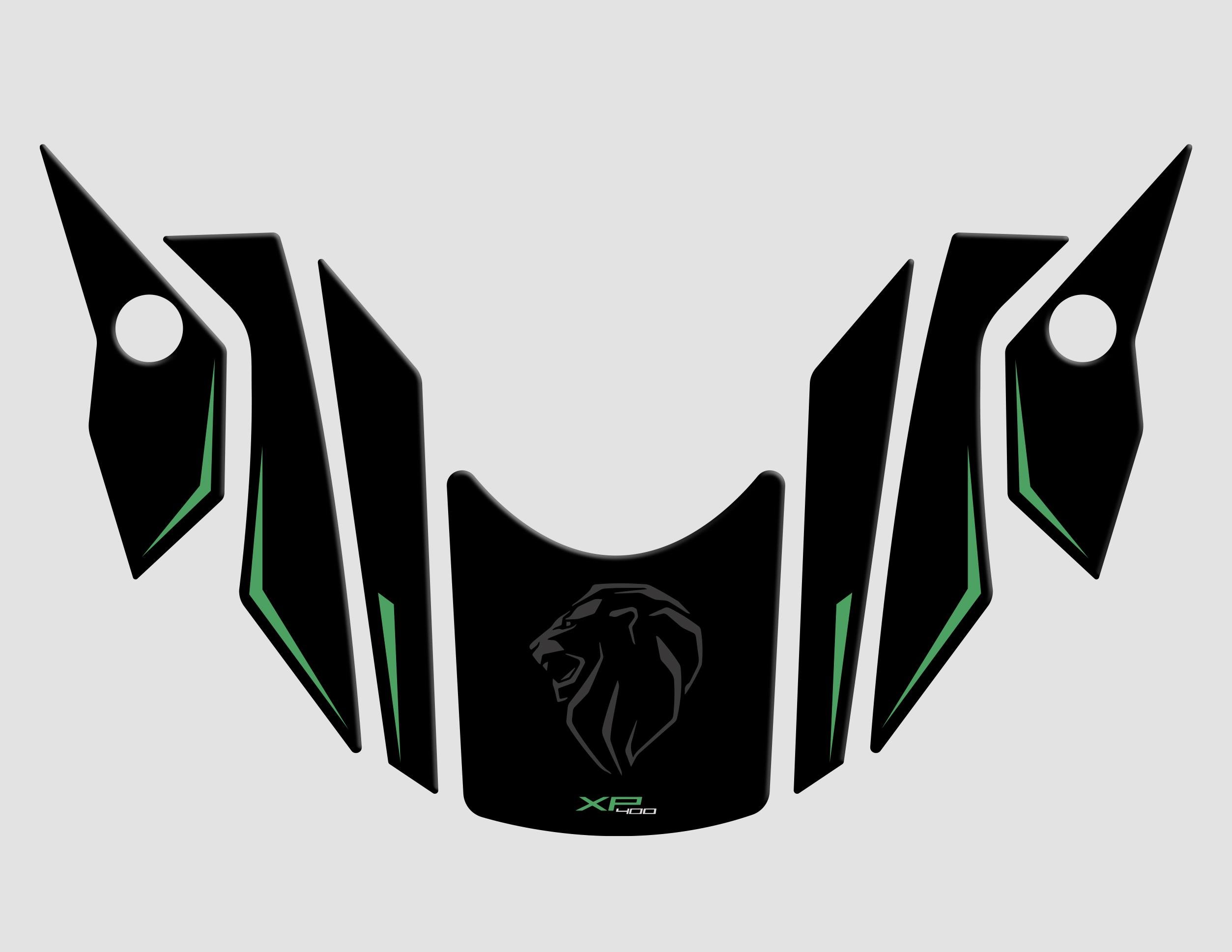 Peugeot XP-400 Uyumlu Çamurluk koruyucu Pad Set Siyah Yeşil Redline Grafik