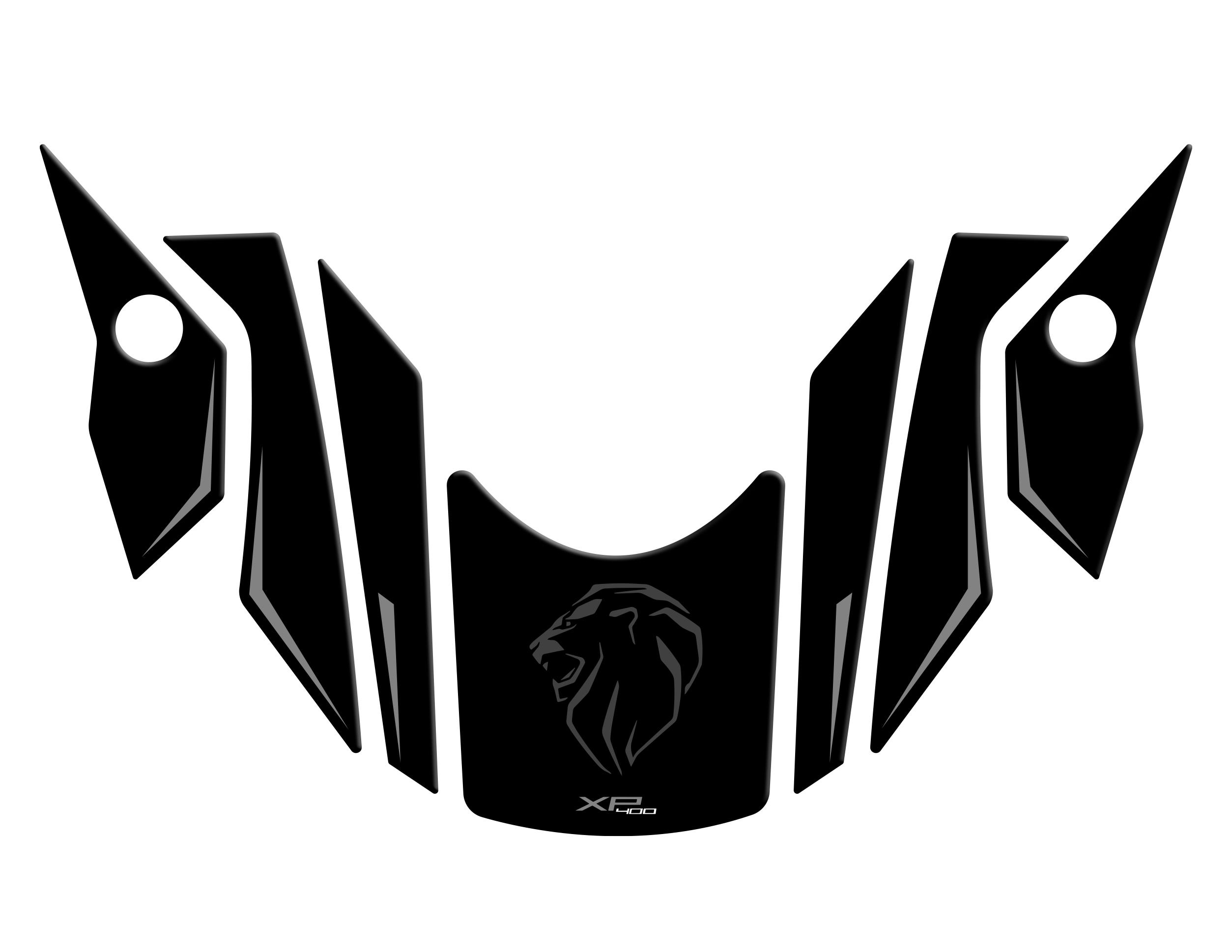 Peugeot XP-400 Uyumlu Çamurluk koruyucu Pad Set Siyah Gri Redline Grafik