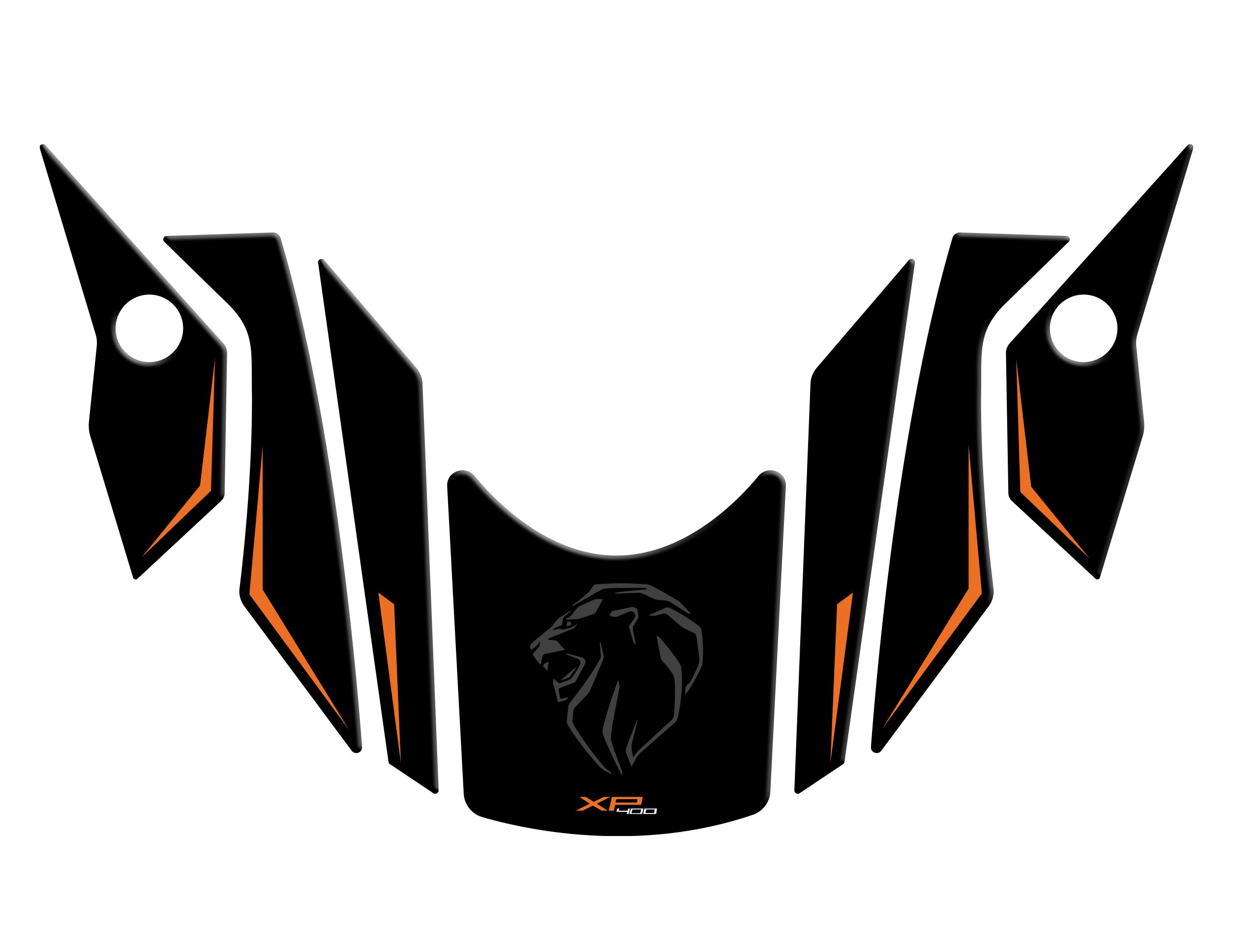 Peugeot XP-400 Uyumlu Çamurluk koruyucu Pad Set Siyah Turuncu Redline Grafik