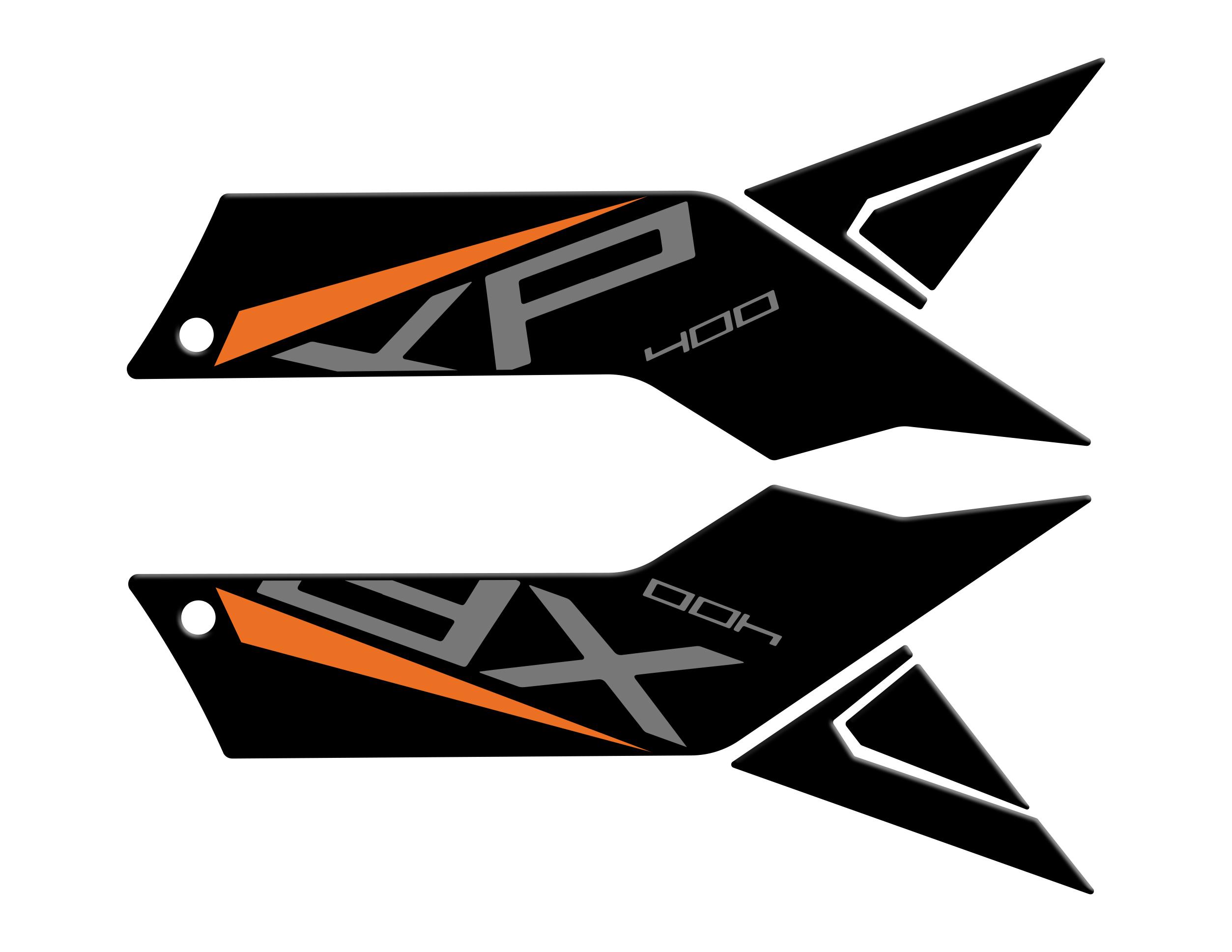 Peugeot XP-400 Uyumlu Yan Pad Set Siyah Turuncu Redline Grafik