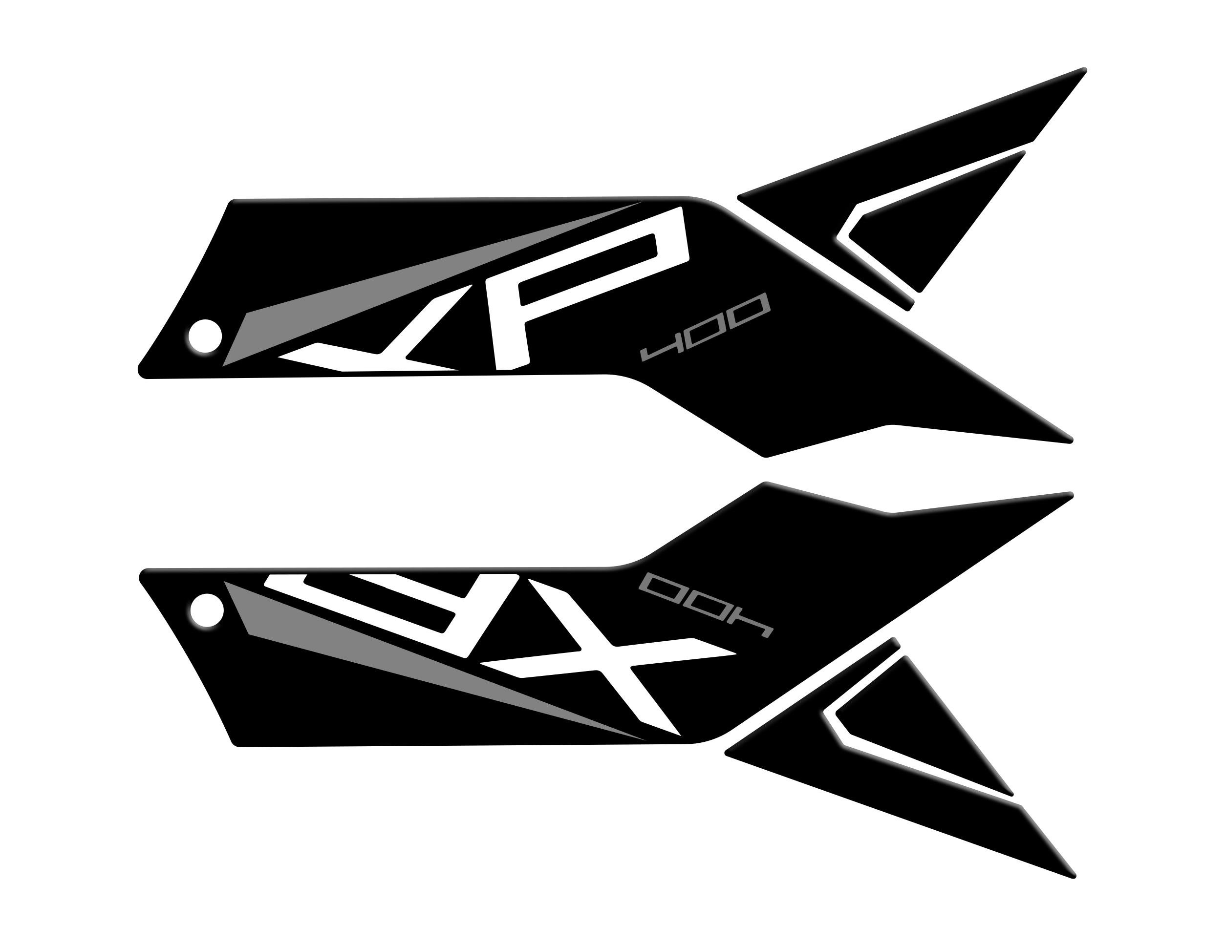 Peugeot XP-400 Uyumlu Yan Pad Set Siyah Gri Redline Grafik