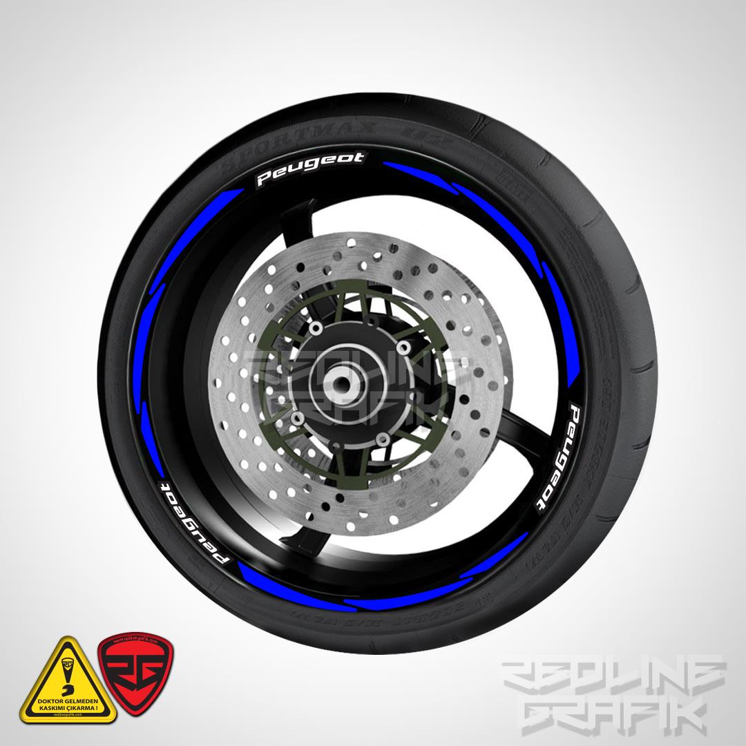 Peugeot Yazılı Reflektif Mavi Jant Şeridi Redlinegrafik