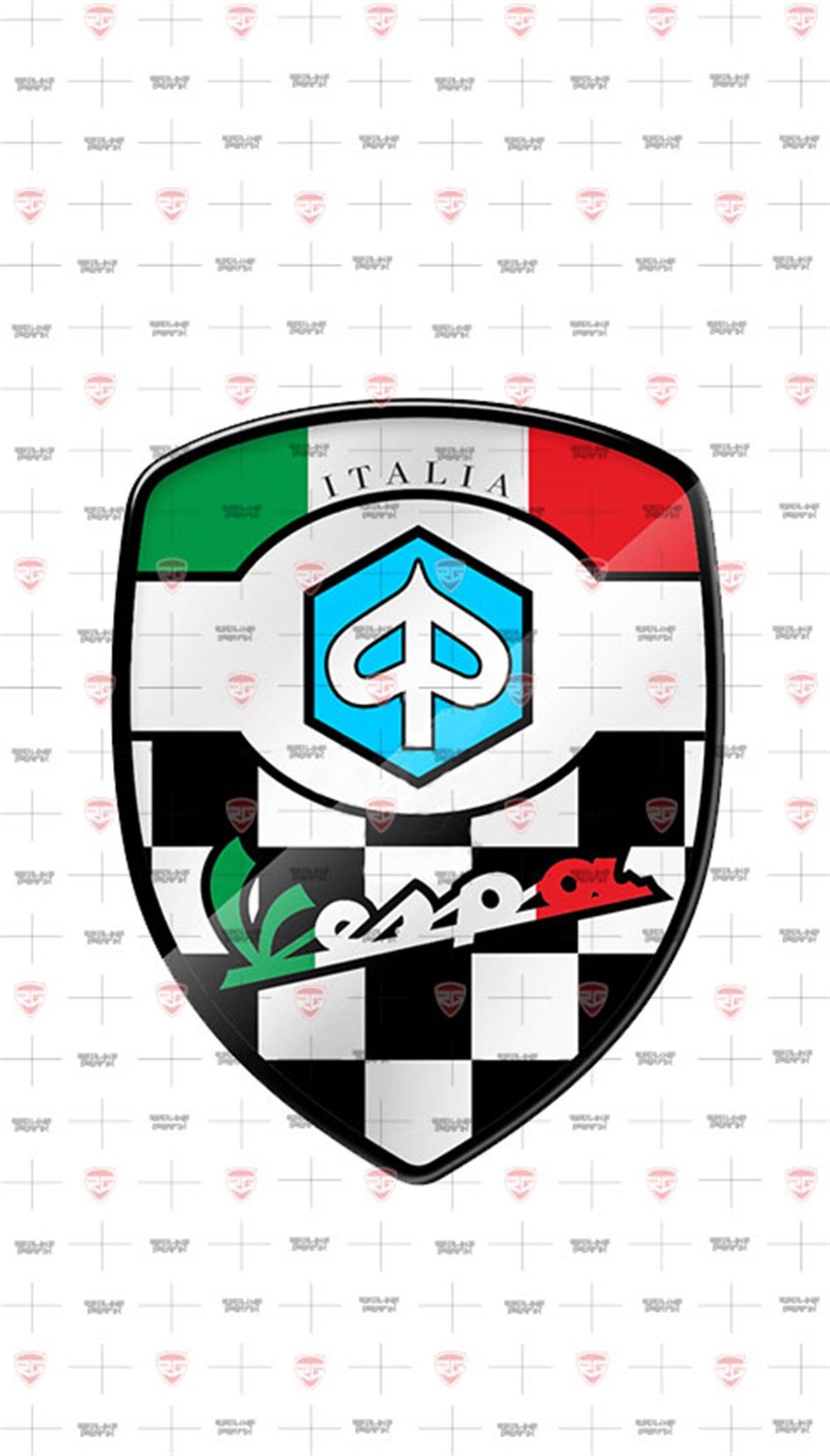 Piaggio vespa damalı logo İtalya bayrak