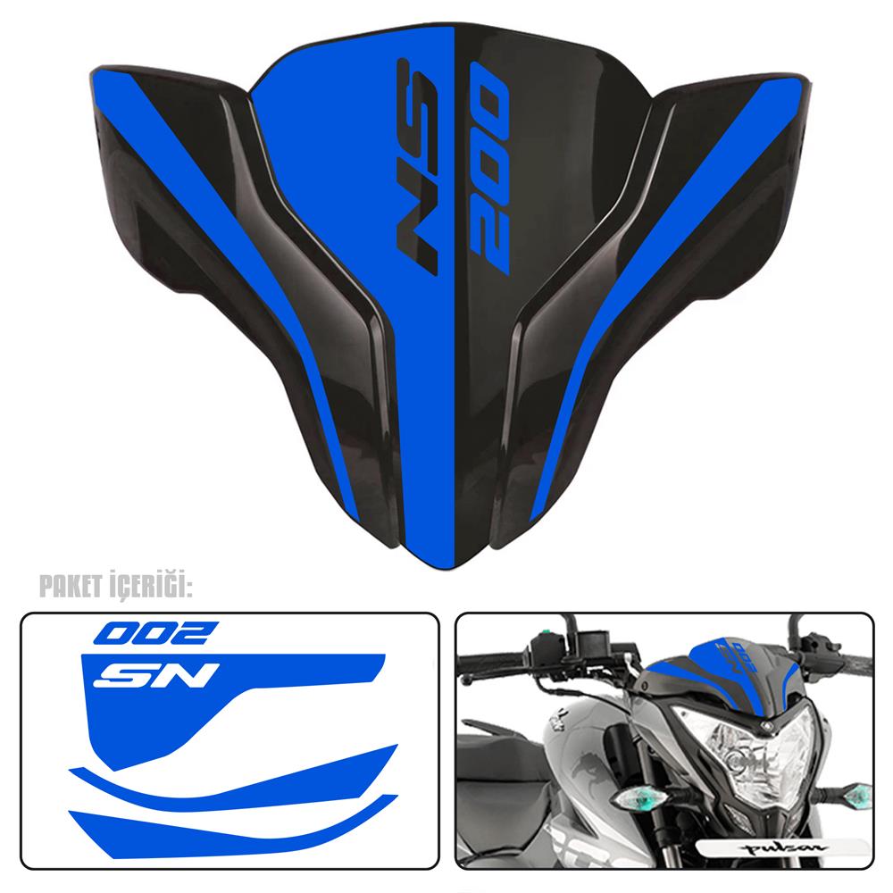 Pulsar Ns 200 Ön Cam Sticker Reflektif Mavi 200 ns