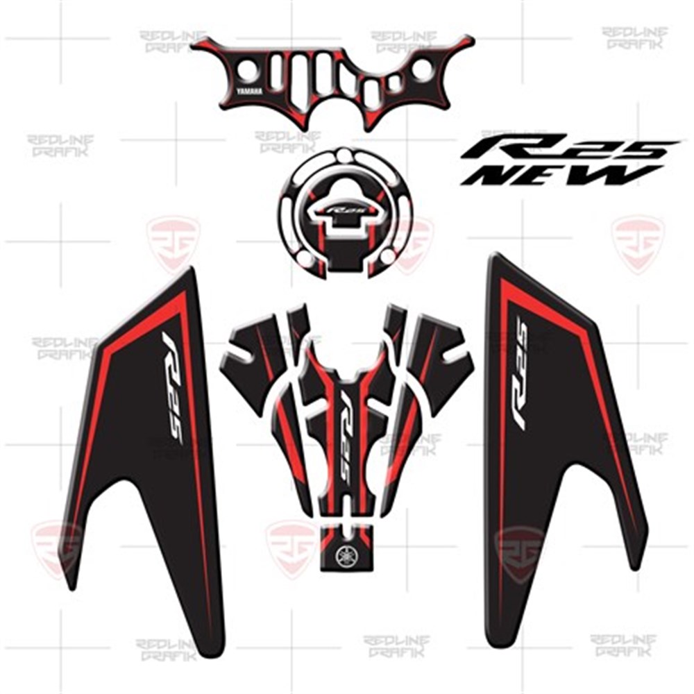 R25 Tank pad seti New Design 2019 Red Black