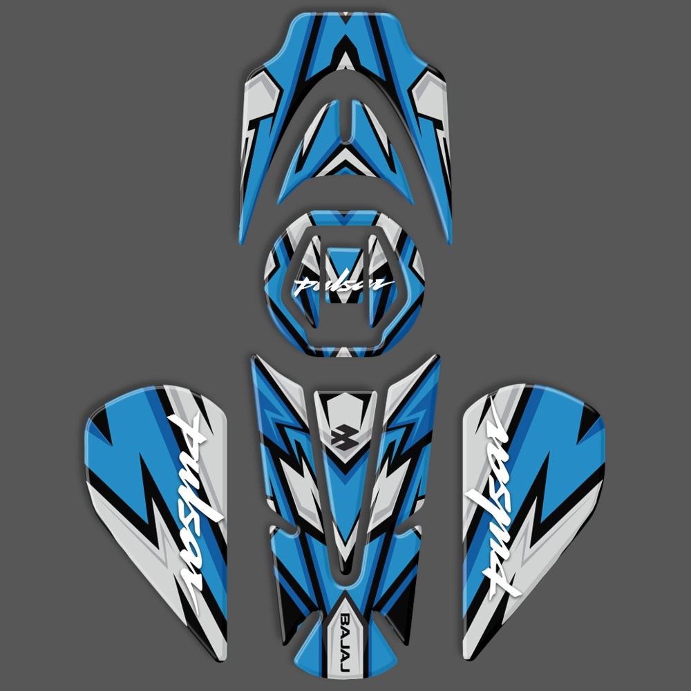 Redline Grafik Bajaj Pulsar Tank Pad Set 5'li Mavi