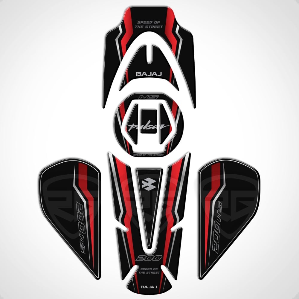 Redline Grafik Bajaj Pulsar Tank Pad Set Dark Flame Serisi Kırmızı-Siyah