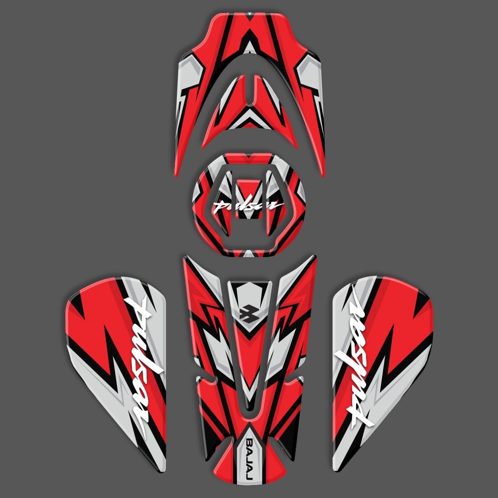 Redline Grafik Bajaj Pulsar Tank Pad Set 5'li Kırmızı 