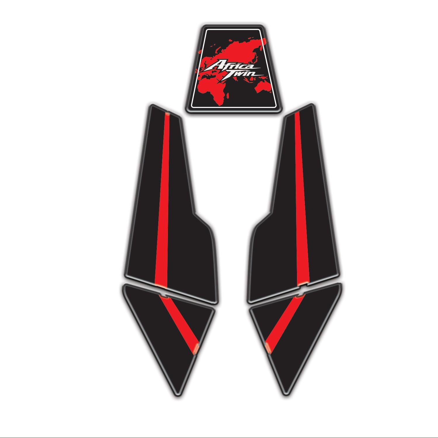 Redline Grafik Honda Africa Twin CRF1100L 2016 -2025 Uyumlu Kuyruk Koruma Pad Seti Kırmızı Siyah