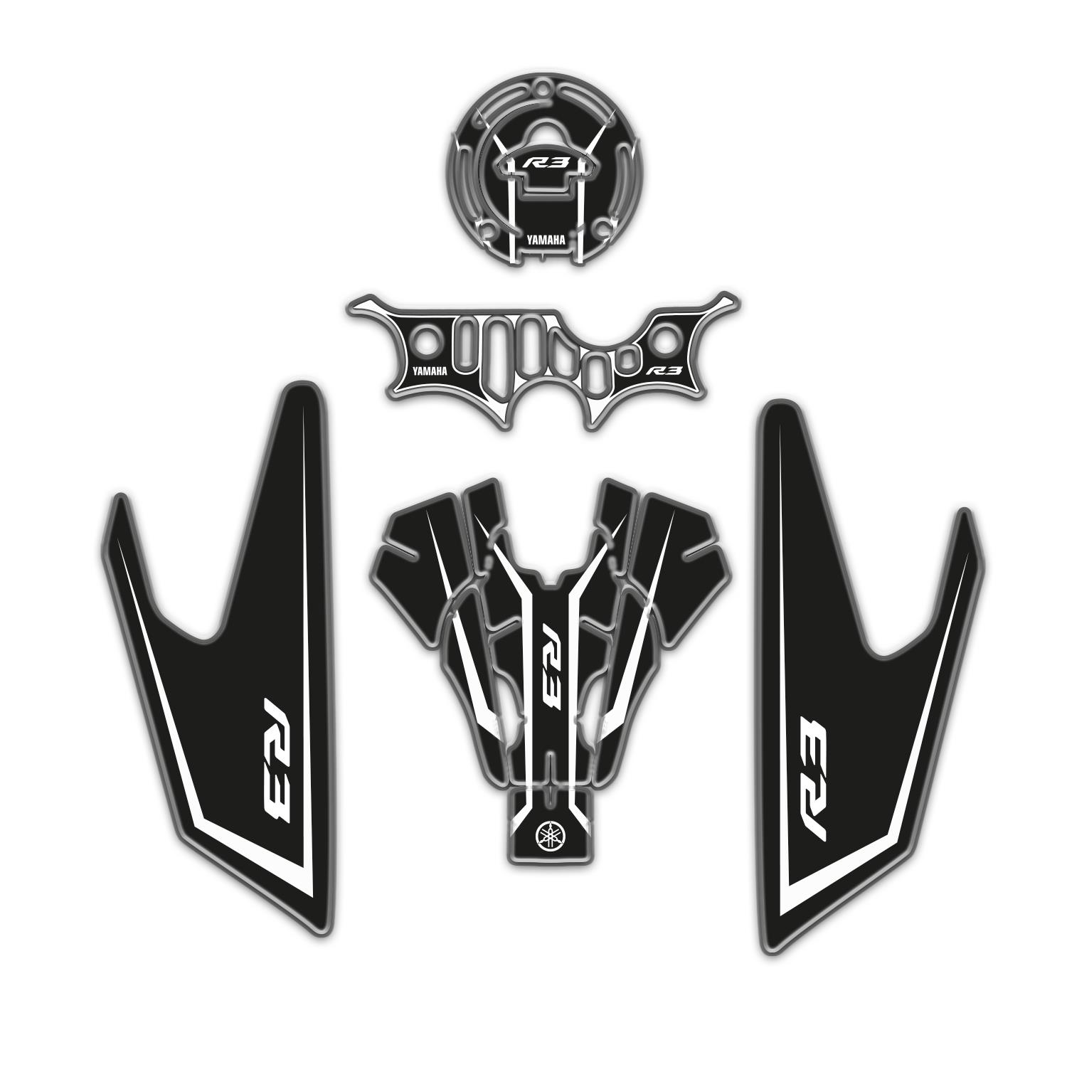 Redline Grafik R3 Tank Pad Seti 5 Parça Özel Üretim Beyaz Siyah