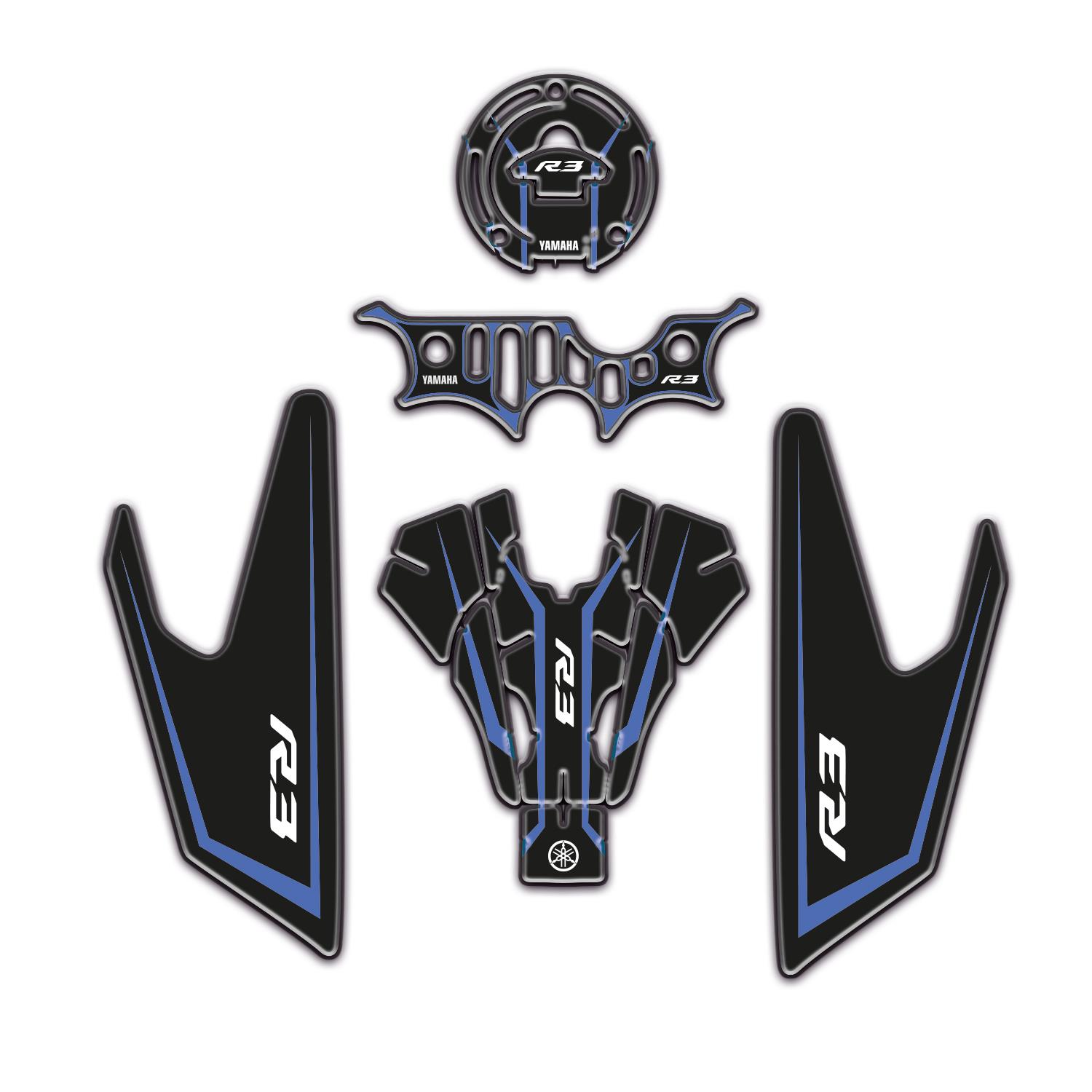 Redline Grafik R3 Tank Pad Seti 5 Parça Özel Üretim Race Blue