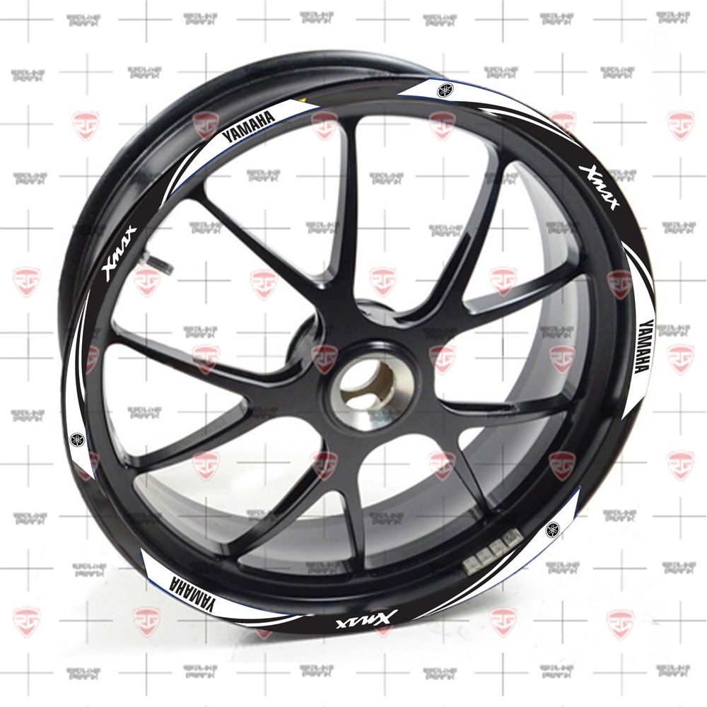 Redline Grafik Yamaha XMax Reflektif Siyah Beyaz Jant Şeridi