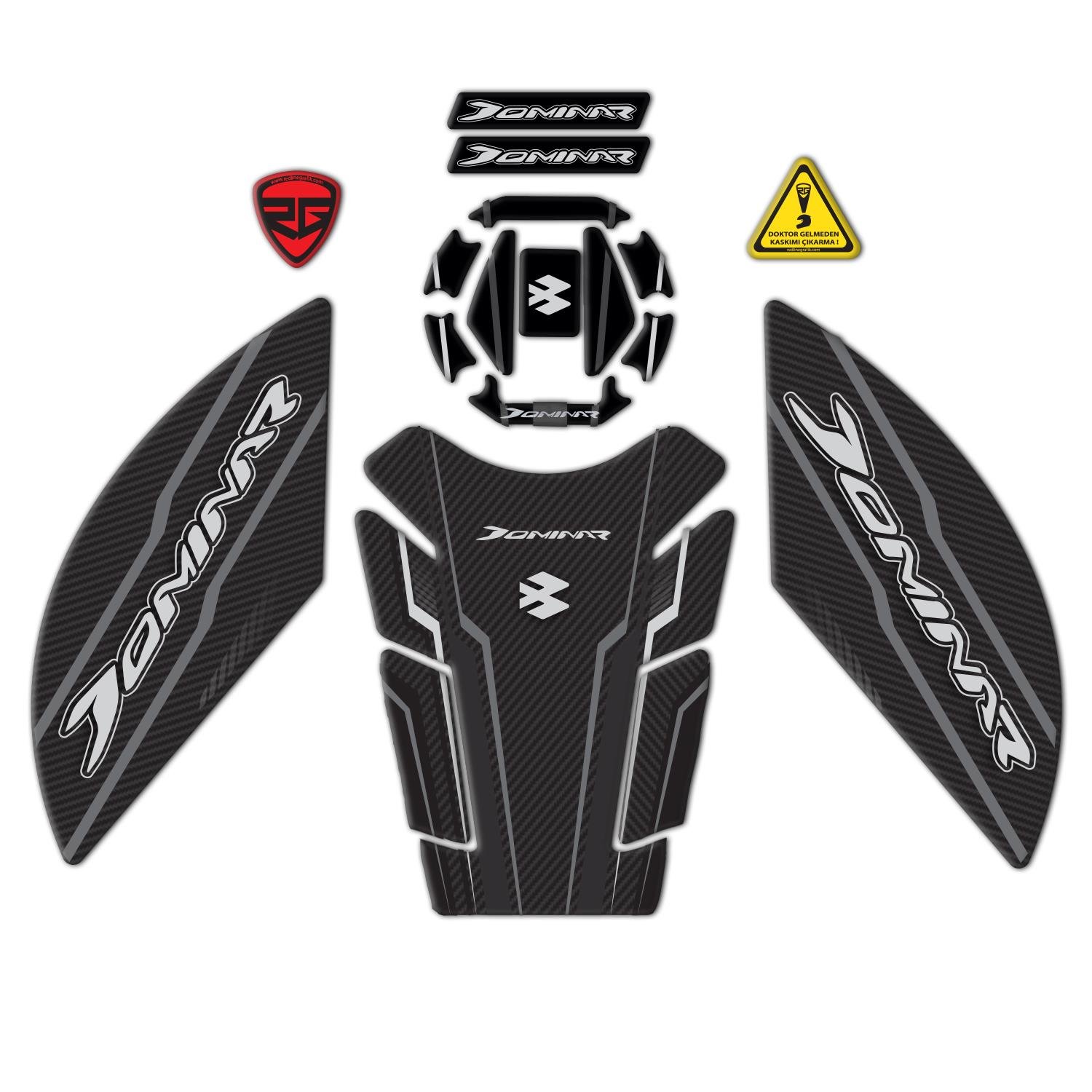 Redlinegrafik Bajaj Dominar 250 2020 - 2023 Uyumlu Tank Pad Set Koruyucu Seti 
