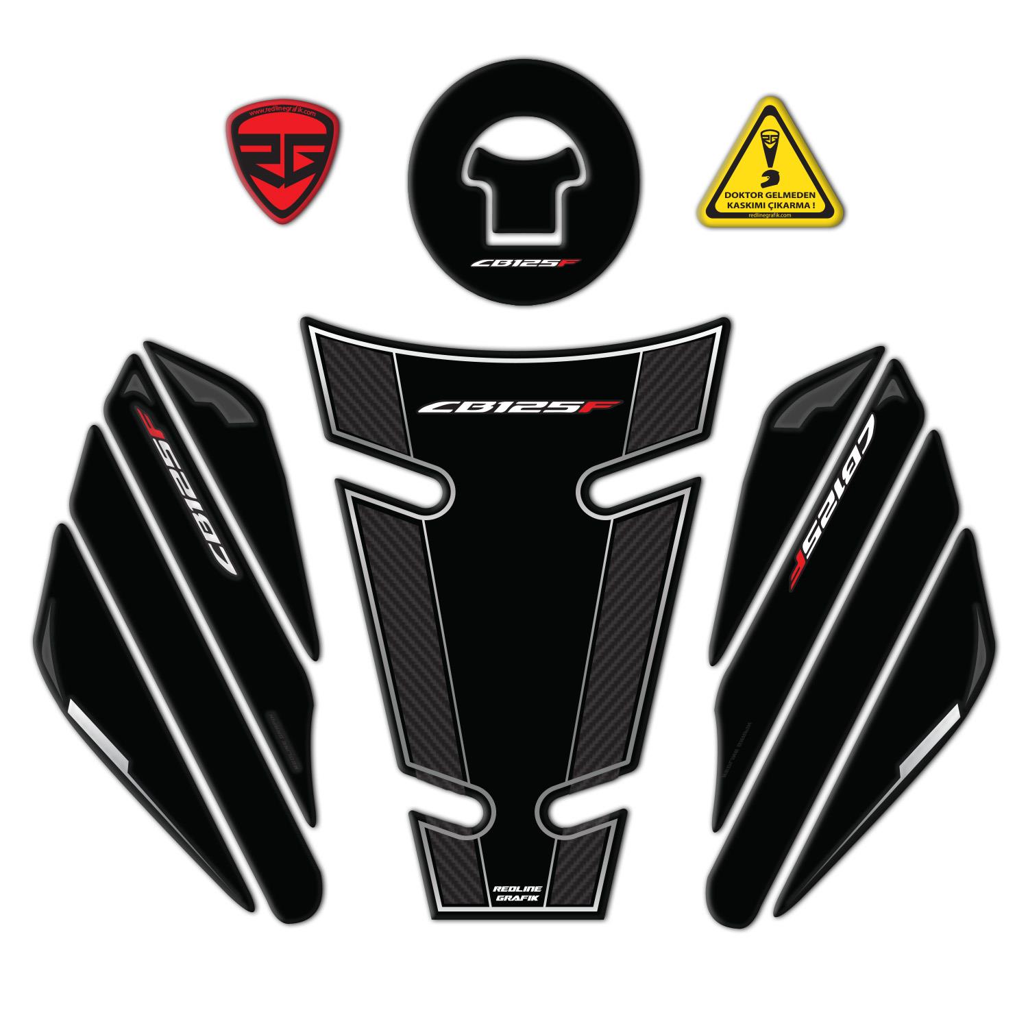 Redlinegrafik Cb125f 2023-2024 Uyumlu Carbon Siyah Tank Pad Koruyucu Seti 