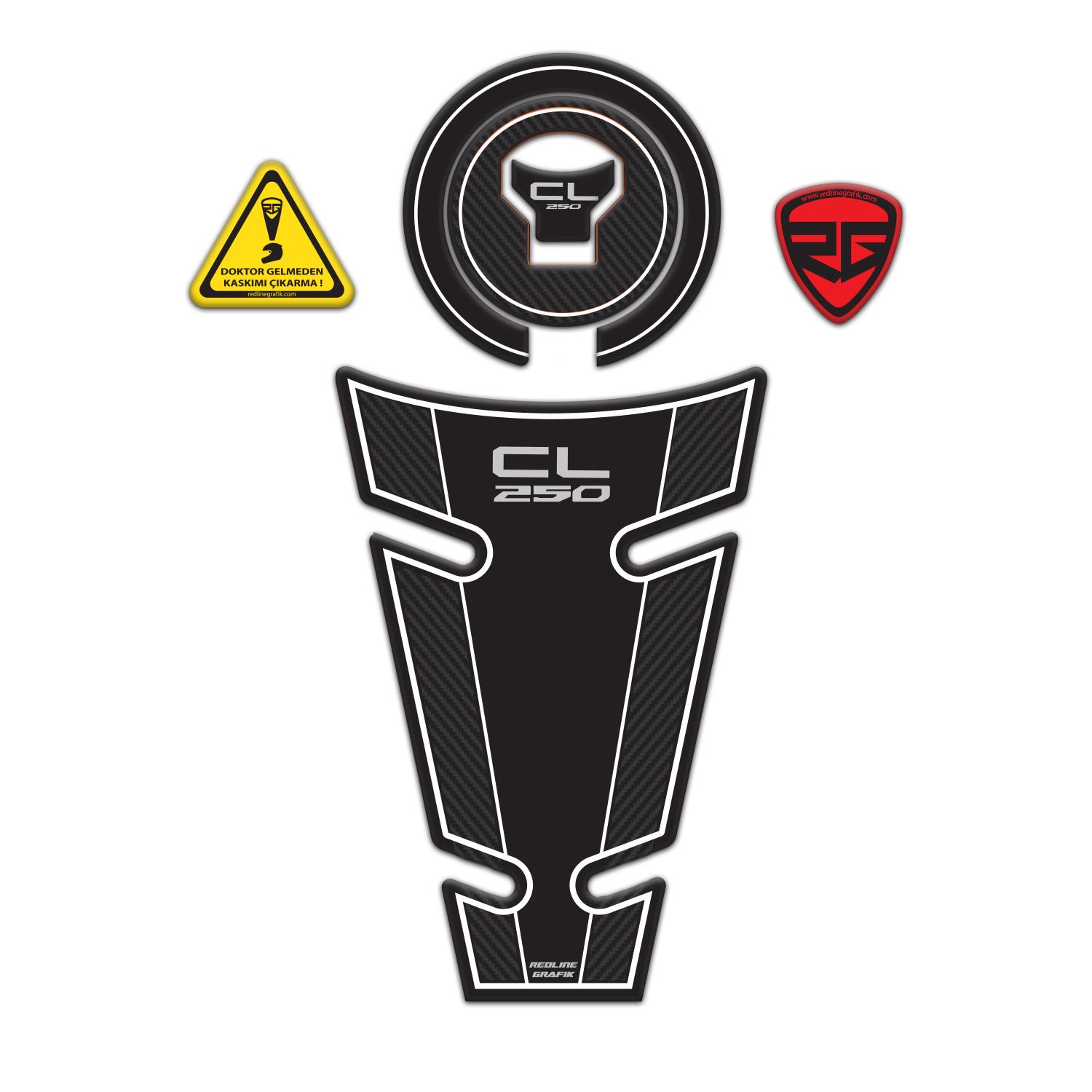 Redlinegrafik Honda Cl 250 2023-2024 Uyumlu Beyaz Carbon Tank Pad Koruyucu Seti 