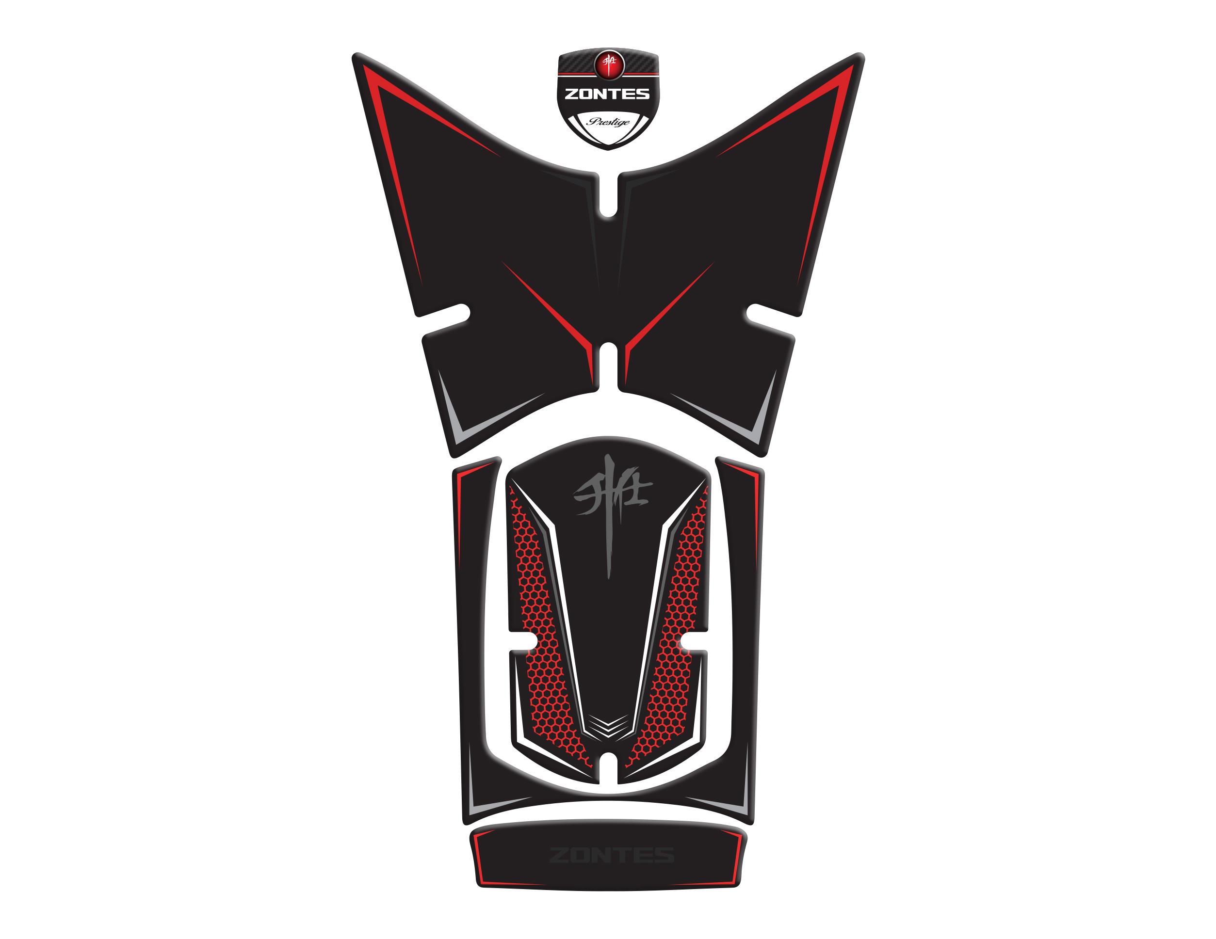 Rks RZ250S Zontes 2023-2024 Uyumlu Tank Pad Siyah Kırmızı Redline grafik