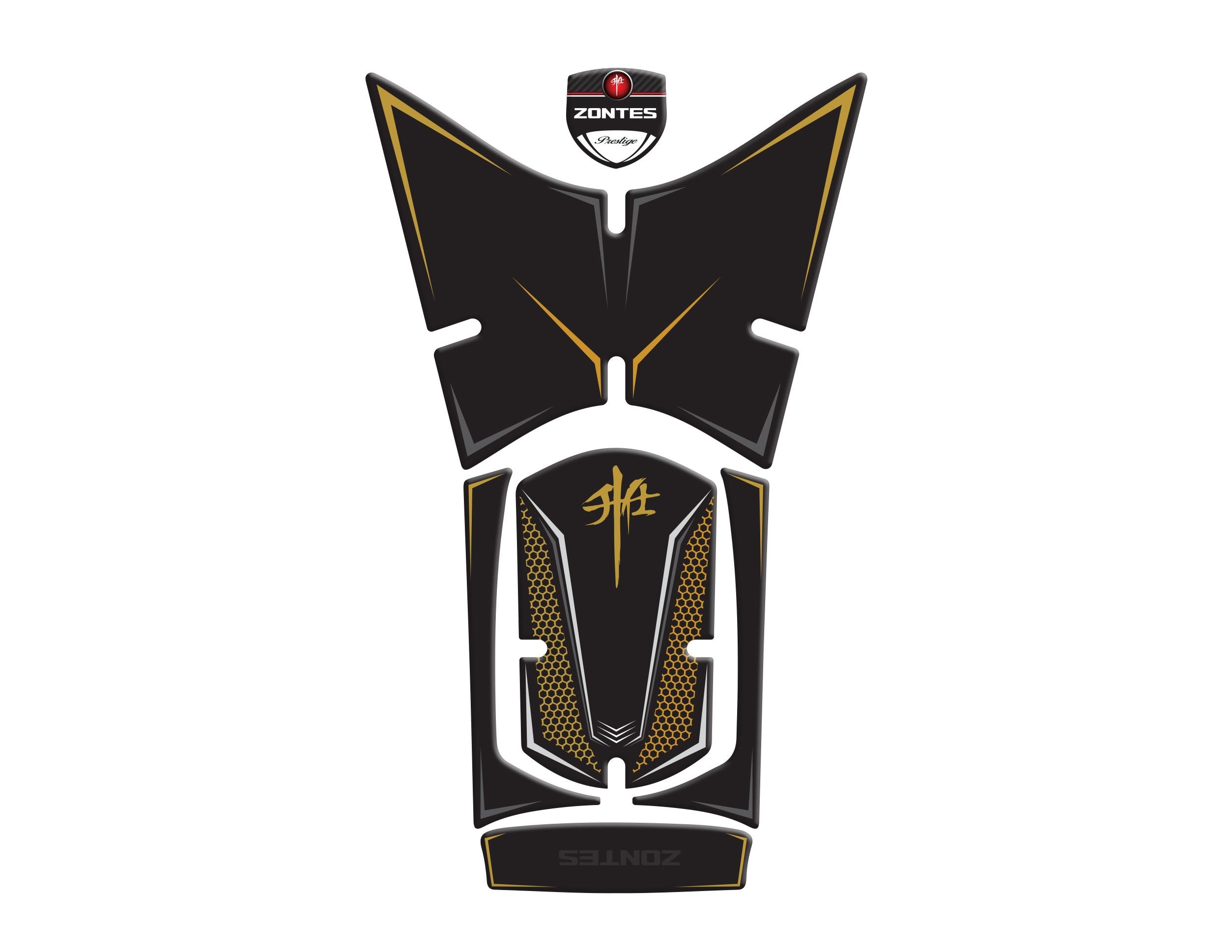 Rks RZ250S Zontes 2023-2024 Uyumlu Tank Pad Siyah Gold Redline grafik