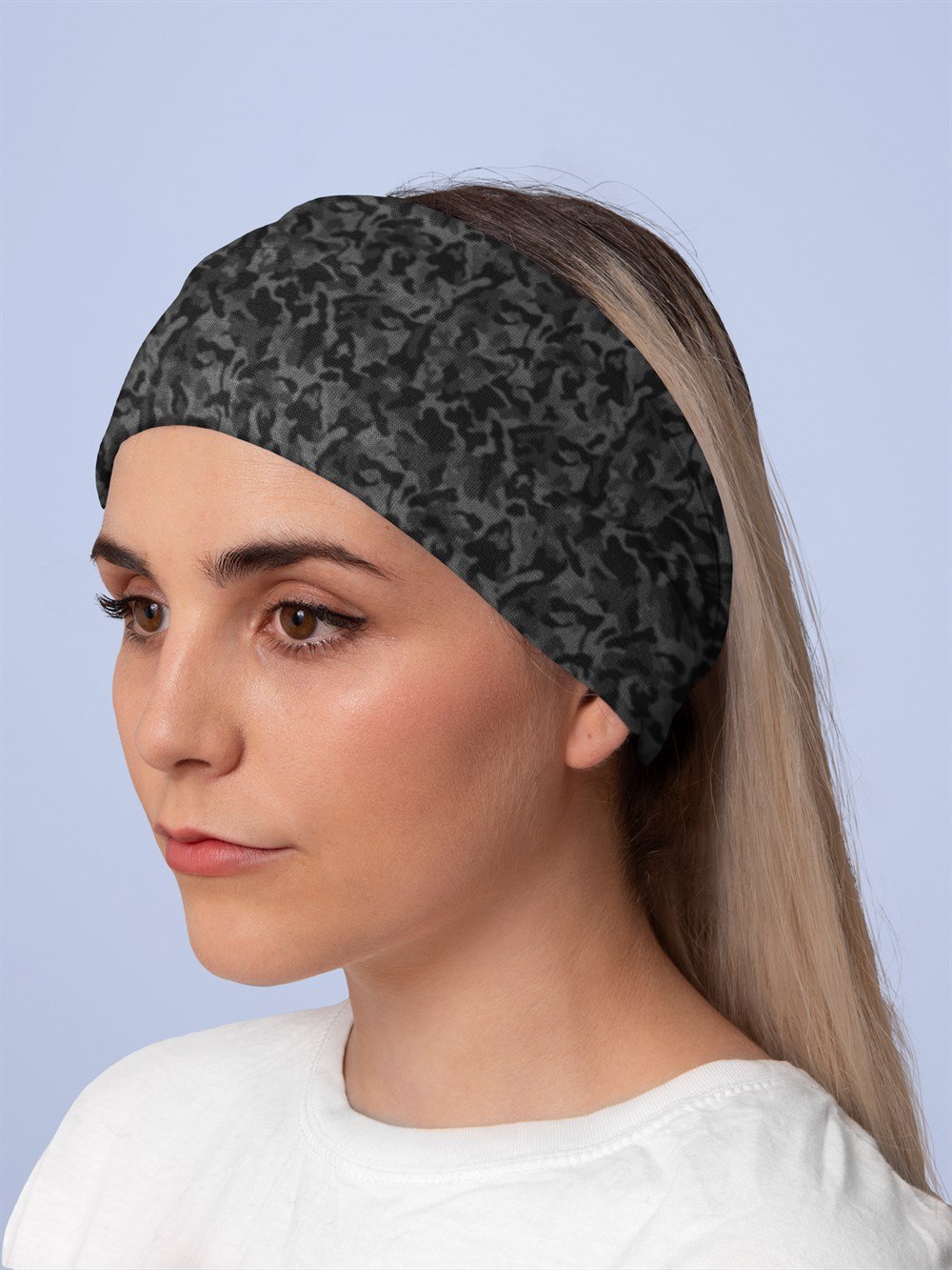 Siyah Kmuflaj Desen Bandana Saç Bandı Toka Boyunluk