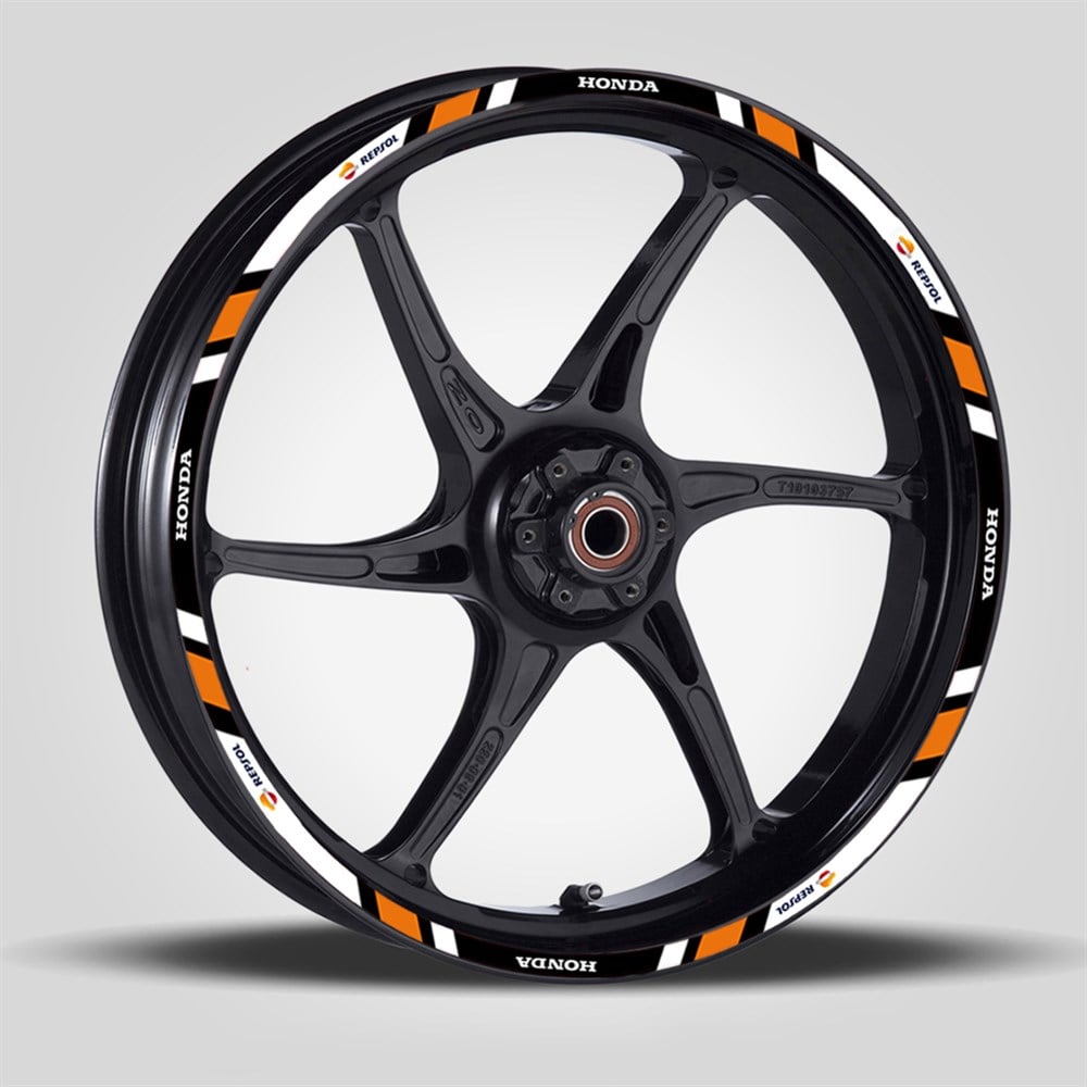 siyah-turuncu-beyaz Repsol Yazılı Reflektif Jant Şeridi