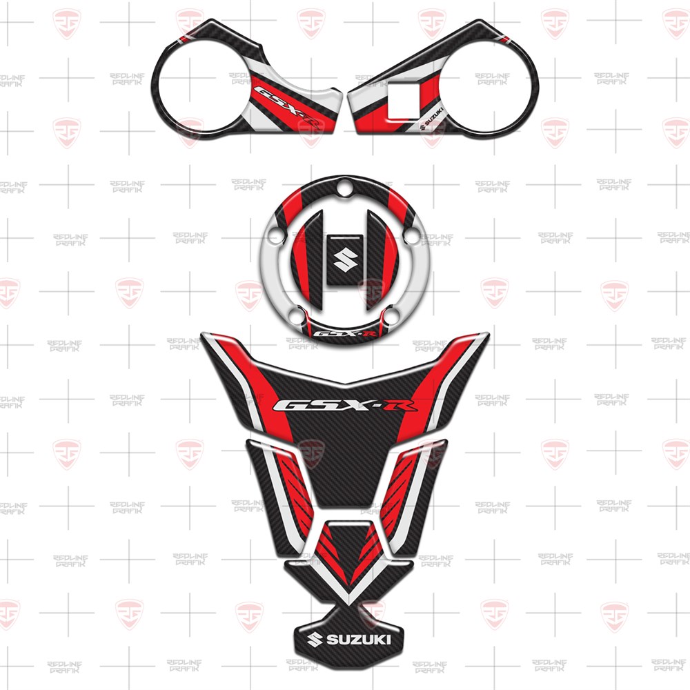 Suzuki GSX-R GSXR 1000 2009-2016 Special Kırmızı Karbon Tank Pad Depo Kapak Gidon Pad Set