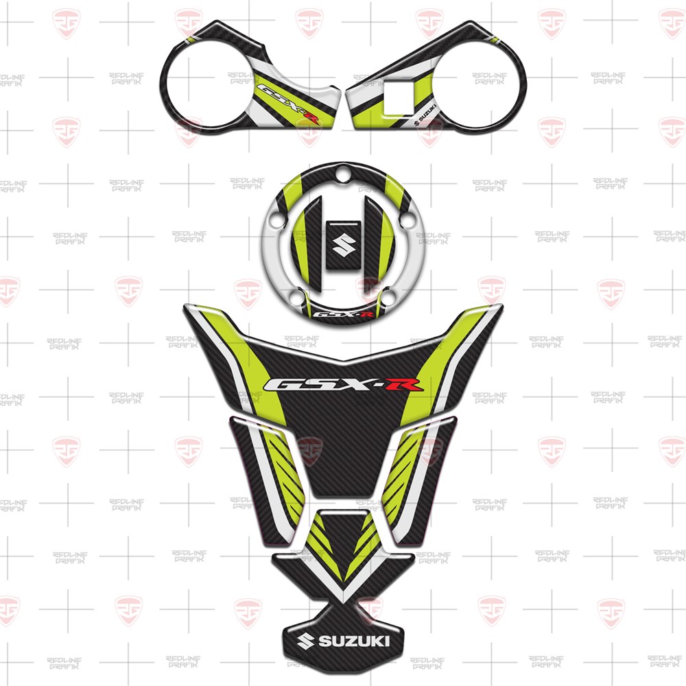 Suzuki GSX-R GSXR 1000 2009-2016 Special Sarı Karbon Tank Pad Depo Kapak Gidon Pad Set