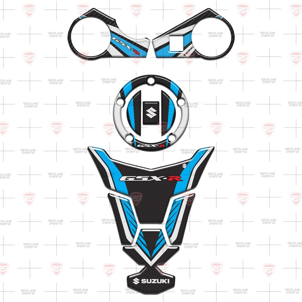 Suzuki GSX-R GSXR 1000 2009-2016 Special Mavi Karbon Tank Pad Depo Kapak Gidon Pad Set