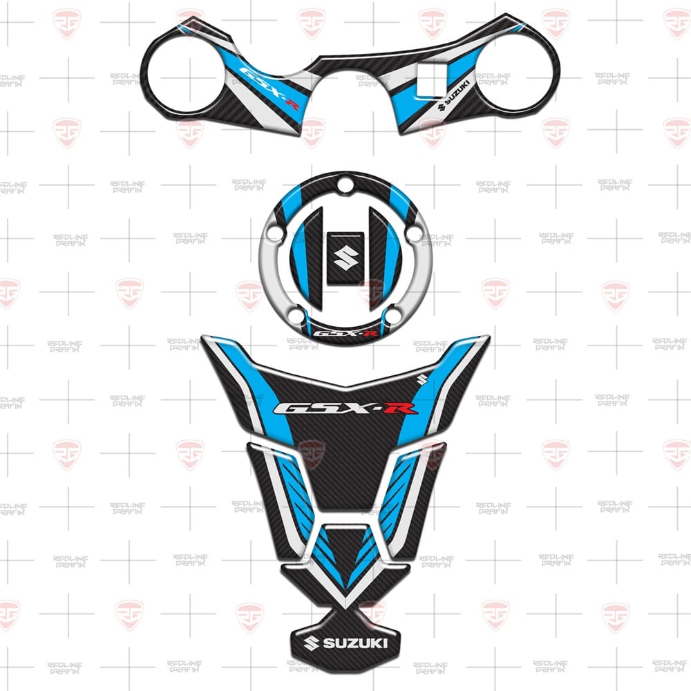 Suzuki GSX-R GSXR 600 750 2006-2017 Special Ice Blue Karbon Tank Pad Depo Kapak Gidon Pad Set
