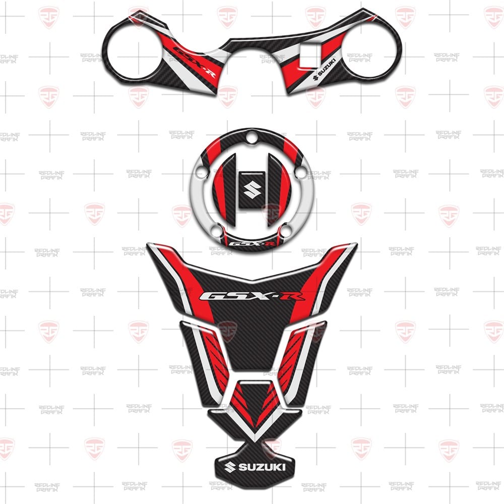 Suzuki GSX-R GSXR 600 750 2006-2017 Special Kırmızı Karbon Tank Pad Depo Kapak Gidon Pad Set