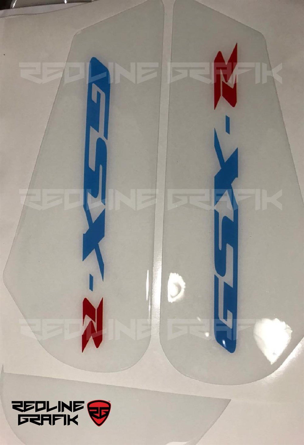 Suzuki Gsxr600 Şeffaf Yan Sticker Seti Mavi Yazılı