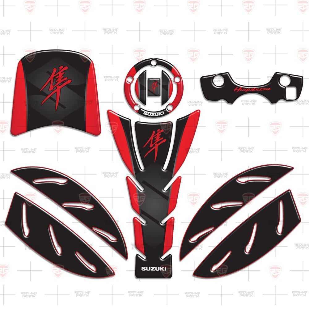 Suzuki Hayabusa Sticker Set Full  2008-2018 Kırmızı Siyah