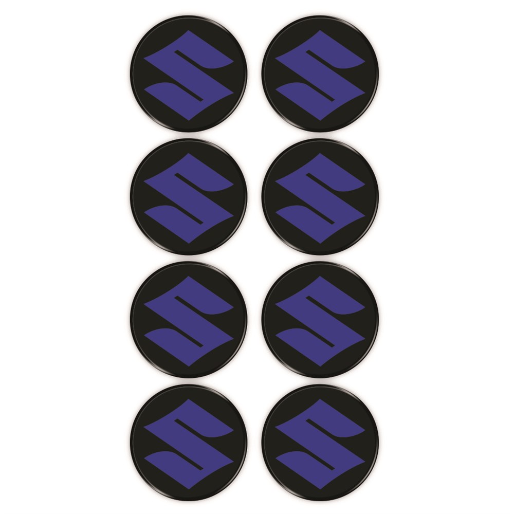 Suzuki Logo 8'li Koruma Takozu 3D Sticker Etiket Siyah Mavi