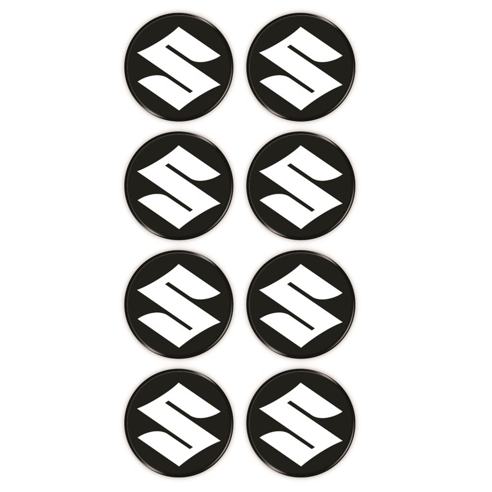 Suzuki Logo 8'li Koruma Takozu 3D Sticker Etiket Siyah Beyaz