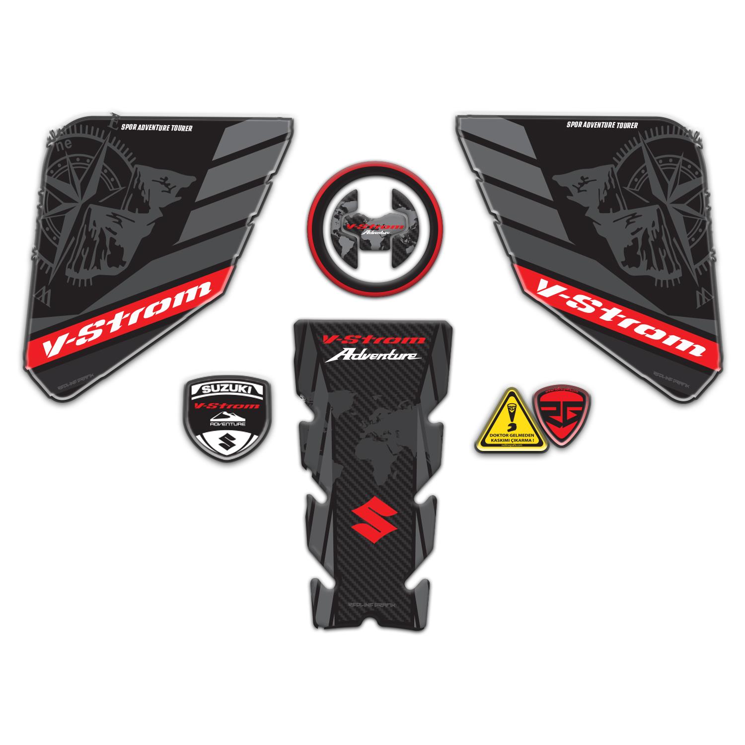 Suzukı V-Strom 650 - 650xt 2017 - 2024 Uyumlu Tank Pad Set