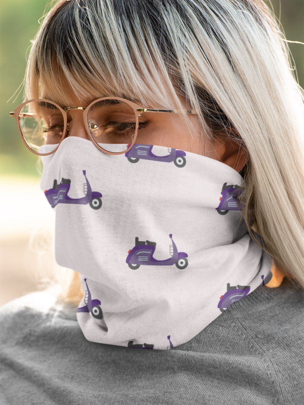 Vespa Motosiklet Desenli Bandana