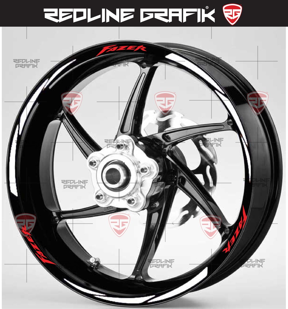 Yamaha Fazer Yazılı Beyaz Kırmızı Jant Şeridi