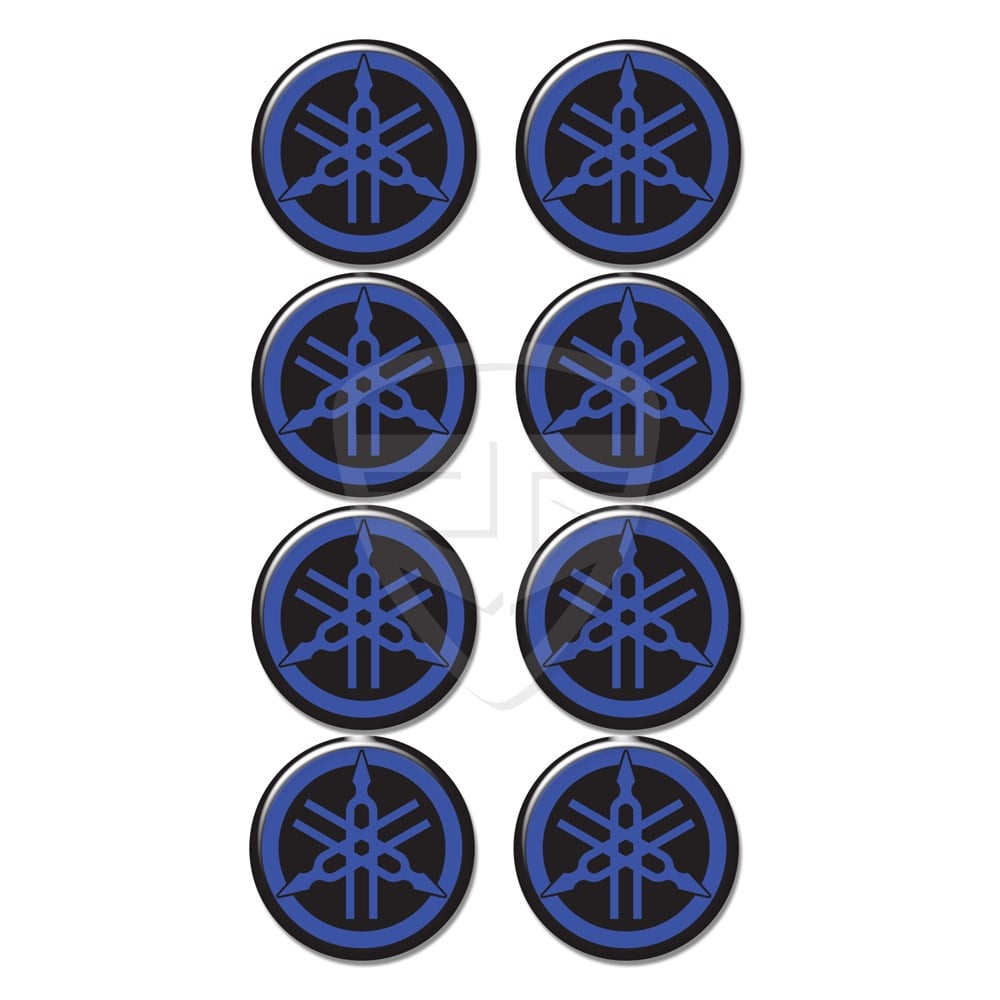 Yamaha Logo 8'li Koruma Takozu 3D Sticker Etiket Siyah Mavi