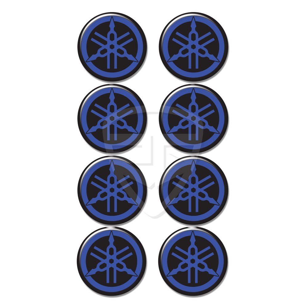 Yamaha Logo 8'li Koruma Takozu 3D Sticker Etiket Siyah Mavi