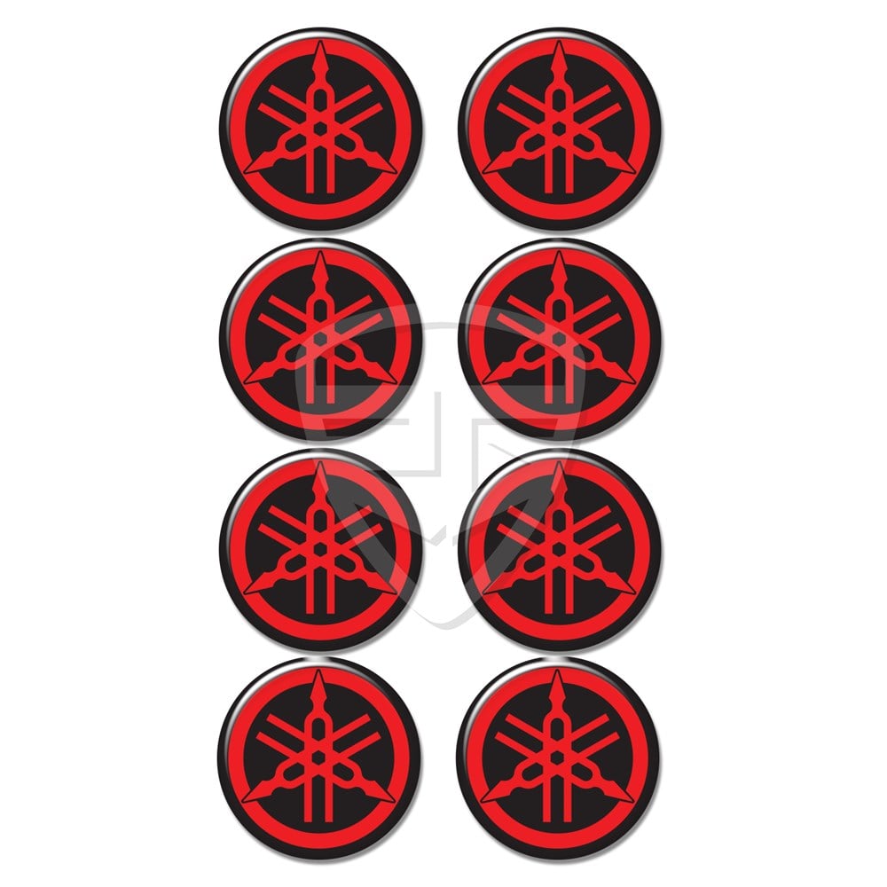 Yamaha Logo 8'li Koruma Takozu 3D Sticker Etiket Siyah Kırmızı