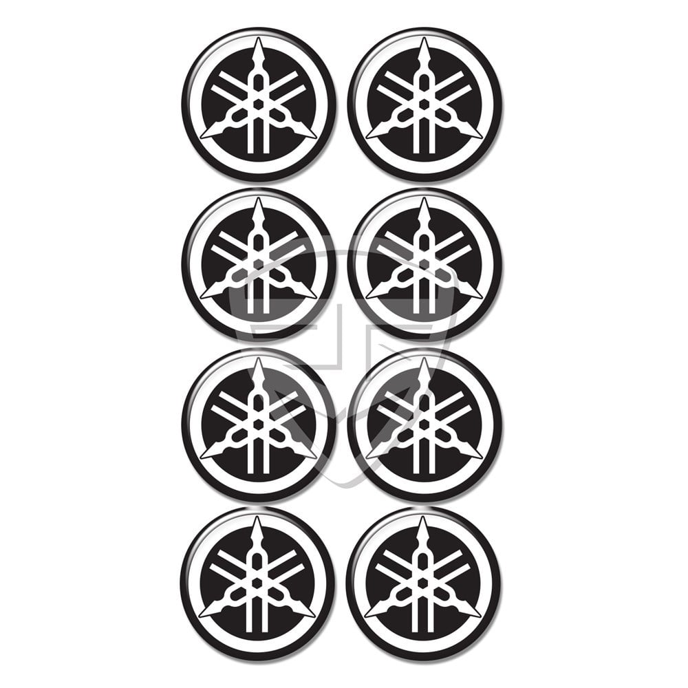Yamaha Logo 8'li Koruma Takozu 3D Sticker Etiket Siyah Gümüş