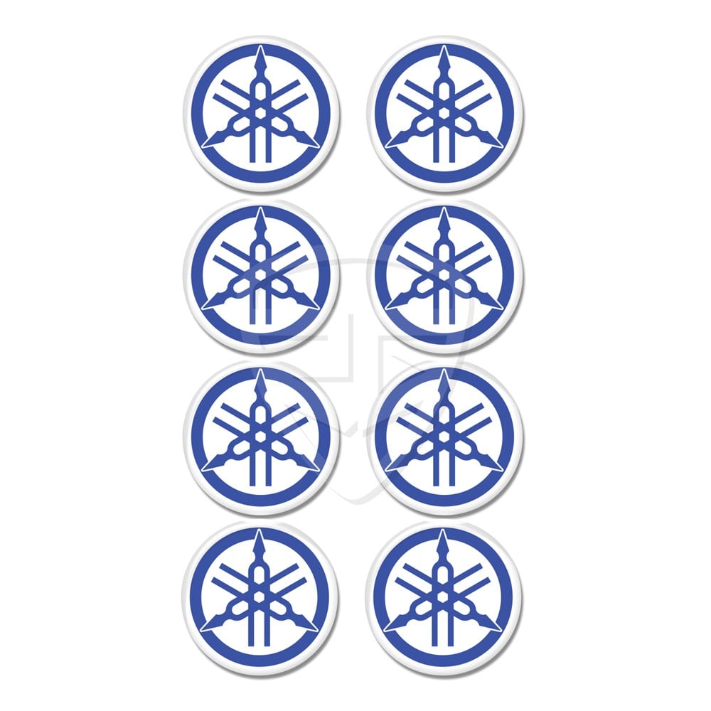 Yamaha Logo 8'li Koruma Takozu 3D Sticker Etiket Beyaz Mavi