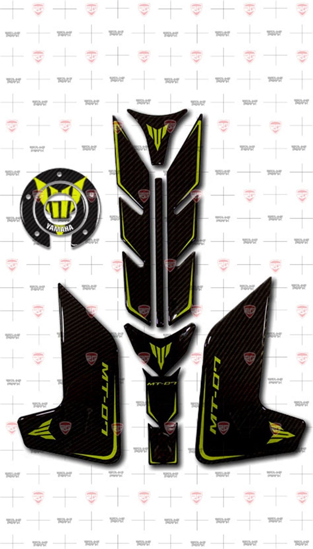 Yamaha MT 07 2018-2020 Full Sarı Karbon Tank Pad Set