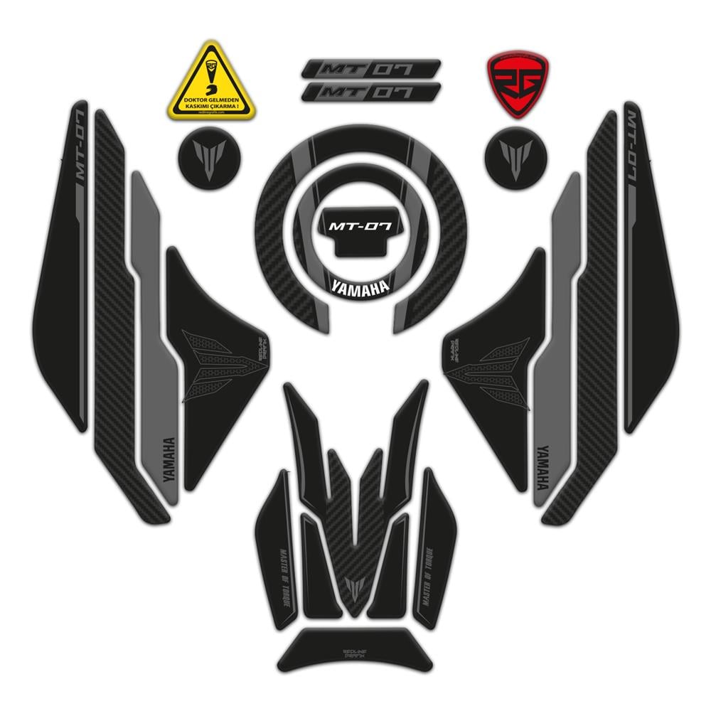 Yamaha MT-07 2021-2023 Uyumlu Tank Pad Seti Black Edition