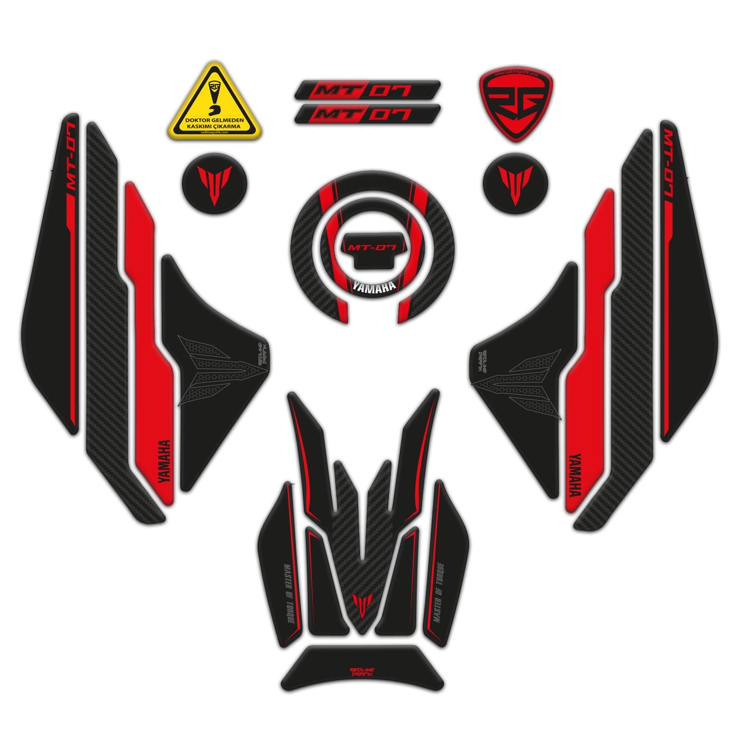 Yamaha MT-07 2021-2023 Uyumlu Tank Pad Seti Kırmızı