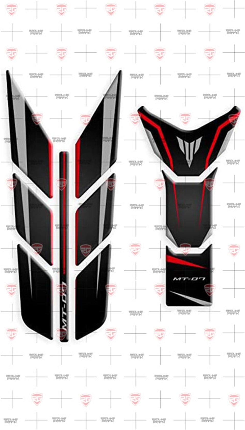 Yamaha MT 07 kırmızı gri tank pad set 2017-2020 model 