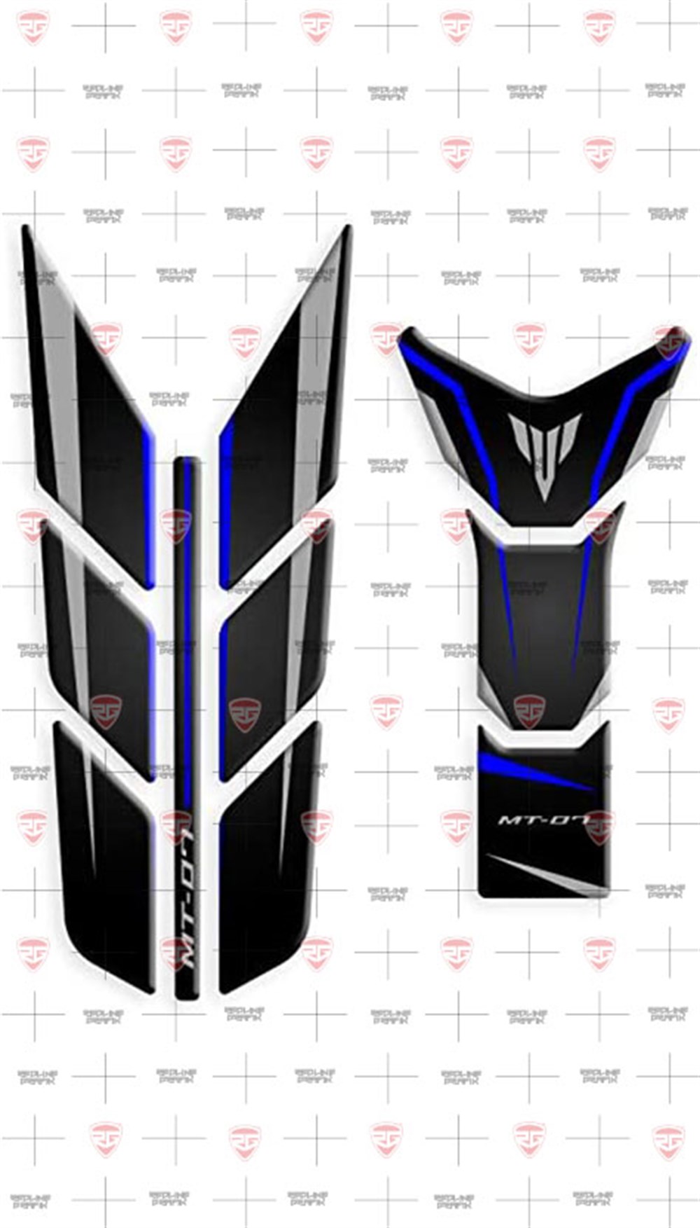 Yamaha MT 07 mavi gri tank pad set 2017-2020 model